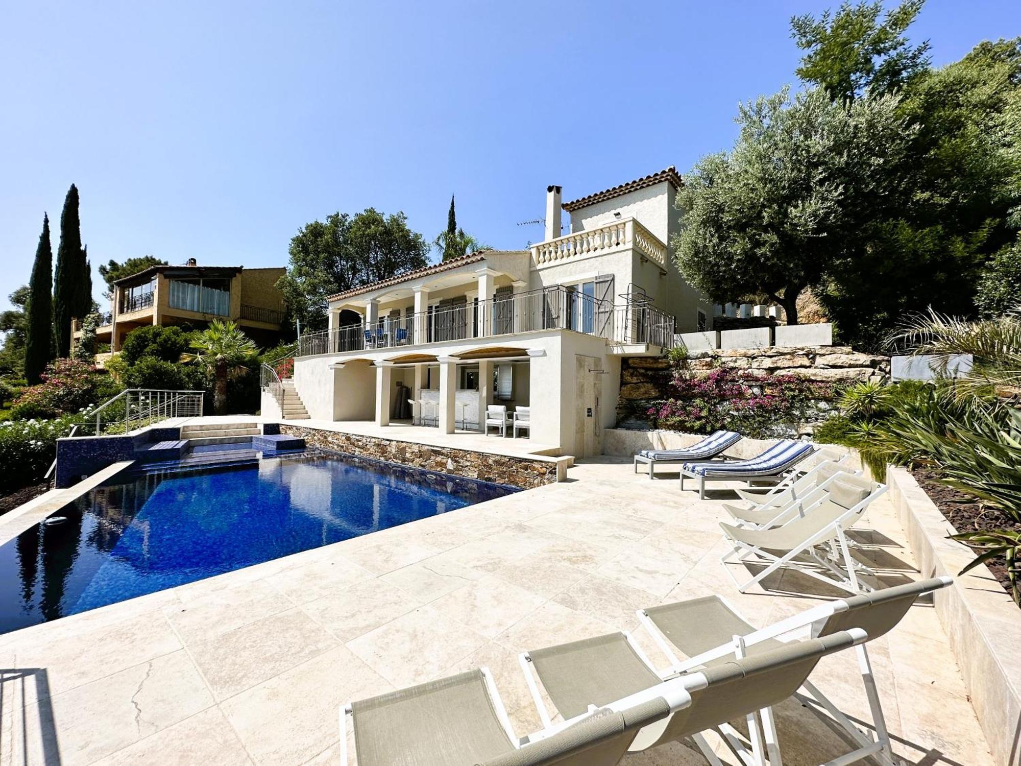 La Mandragora, Belle Villa Pour 6 Personnes Avec Piscine A Debordement Et Vue Mer A La Londe-Les-Maures Kültér fotó